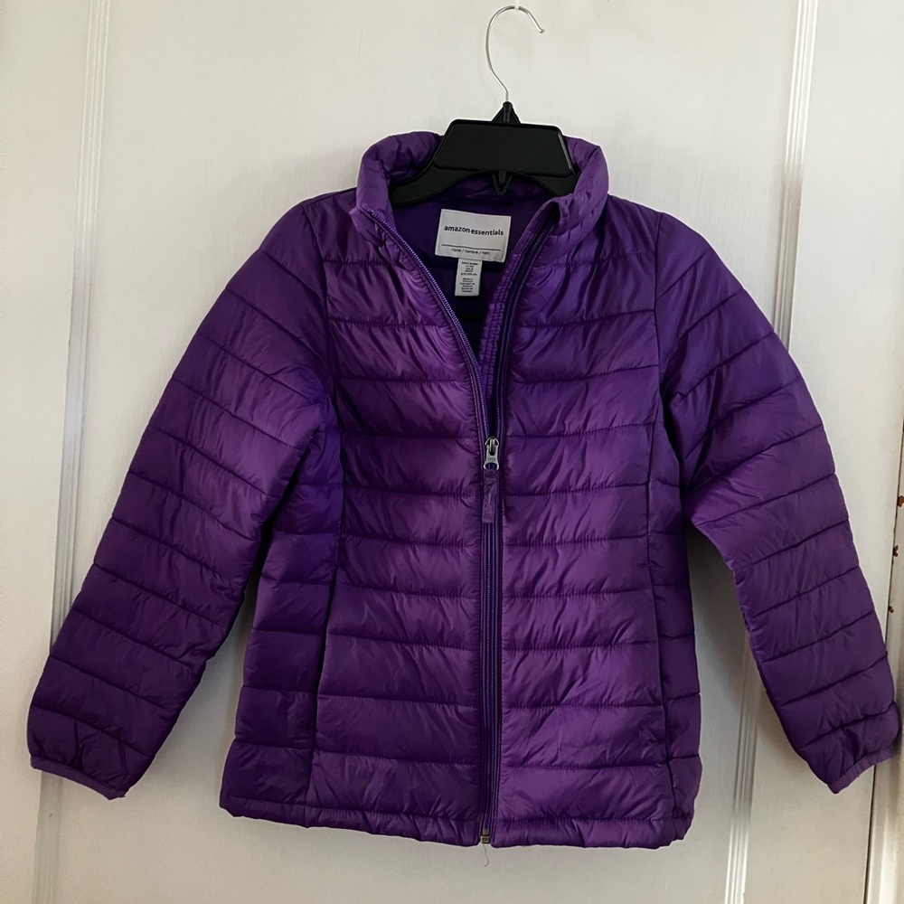 Purple Puffer Jacket and Polar Fleece + Bonus Beanie - Girls 6-8